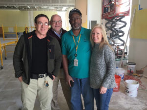 From left to right: Mark Berman, assistant project manager; Robert Farkas, project manager; Warren Hughes, superintendent for B3, our primary subcontractor; and Elizabeth Koski